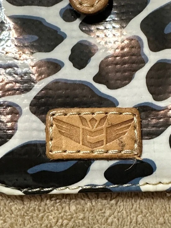 Consuela White Leopard Card organizer Wallet with Coral Accent - Picture 4 of 6